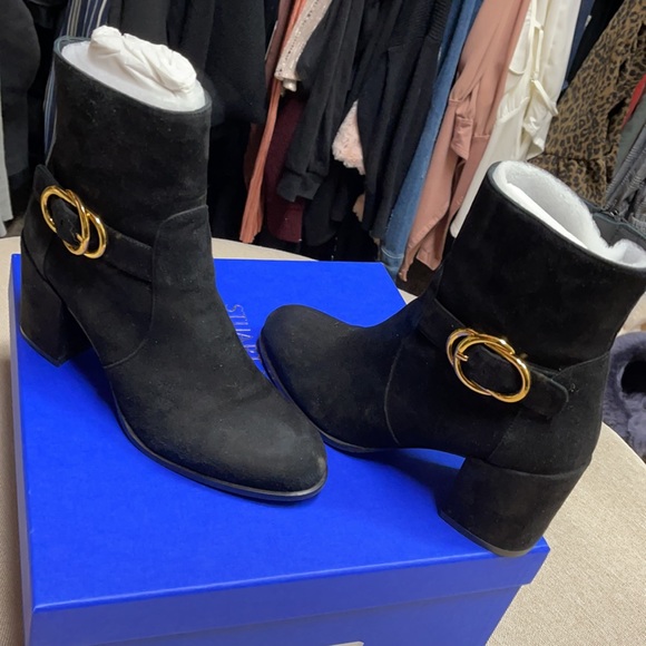 Stuart Weitzman Benedicta black suede booties 6.5 - Picture 3 of 10